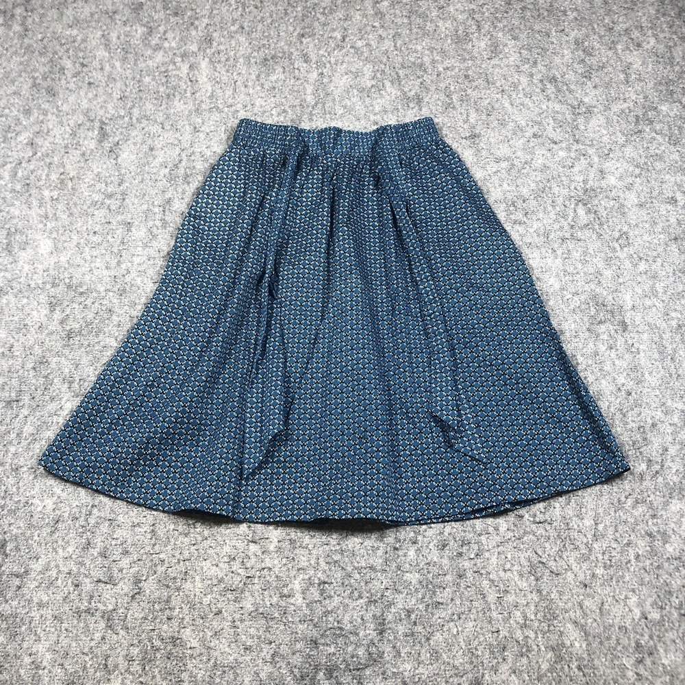 H&M Skirt Womens 4 Blue Floral A Line Knee Length Elastic Waist Pockets Casual
